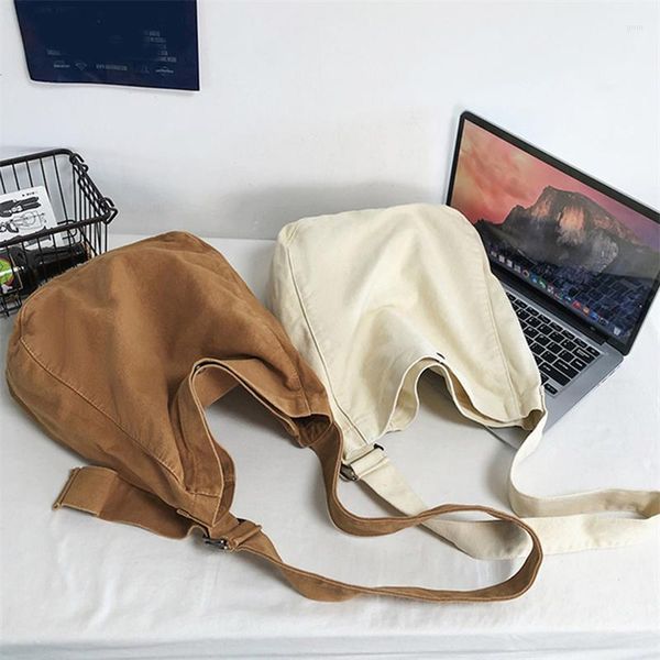 

bag canvas bags solid shoulder crossbody packages casual messenger for student girl
