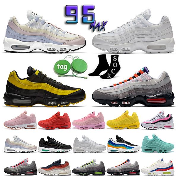 

fashion women mens amx 95 running shoes 2022 dark army triple black white multi laser fuchsia neon pink lacing bordeaux cork navy blue train