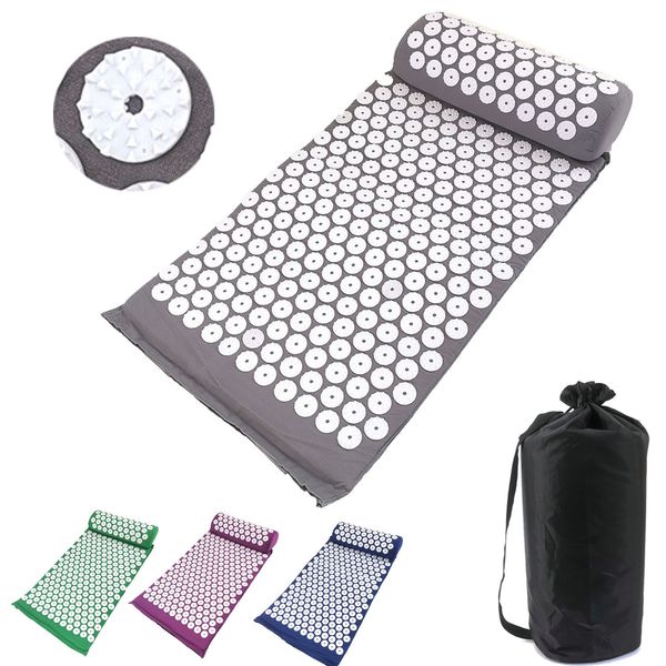 

back massager massager cushion massage yoga mat acupressure relieve pain stress back body pain spike mat acupuncture mat and pillow set 2302