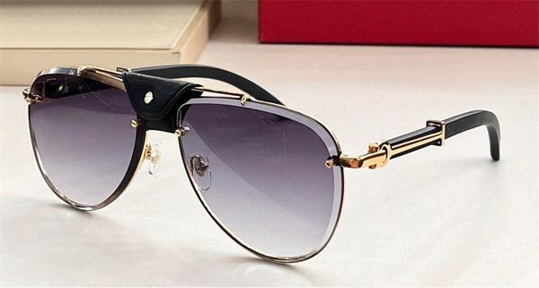 

new fashion design pilot sunglasses 8200767 metal frame cut lens black calfskin bridge simple and popular style outdoor uv400 protection gla