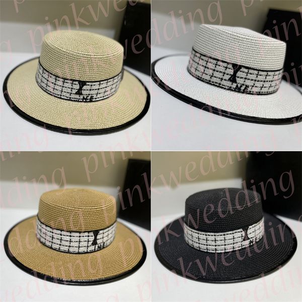 

summer flat straw hat luxury bucket hat for women letter print breathable travel sunhat hats, Blue;gray