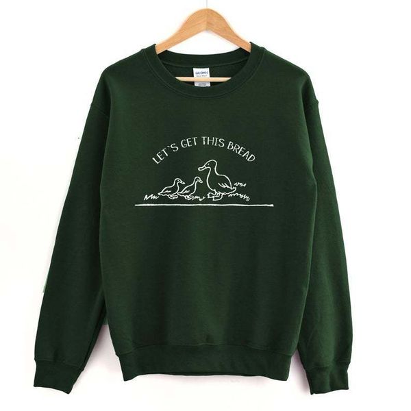 

womens hoodies sweatshirts lets get this bread crewneck cute duck graphic women autumn winter 230227, Black