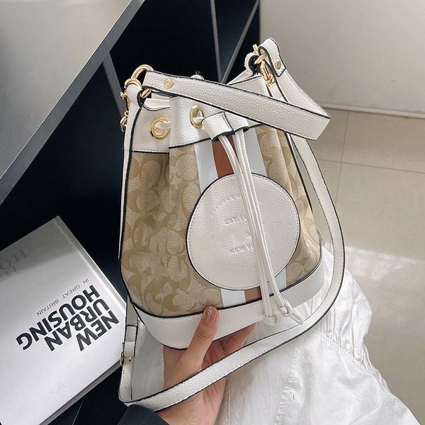 

brand 23ss women's messenger bags handbag new drawstring bucket bag makaron jacquard mini one-shoulder tote bag