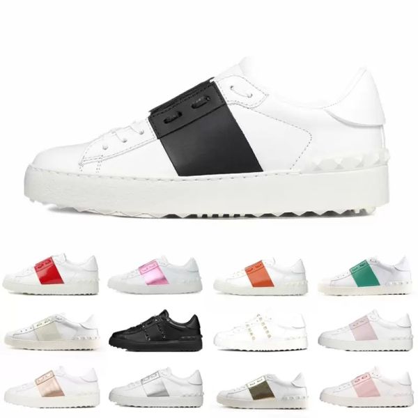 

new men womem dress shoes pink white black red fashion mens women breathable leather shoes open low sports sne valentinoe''valenti