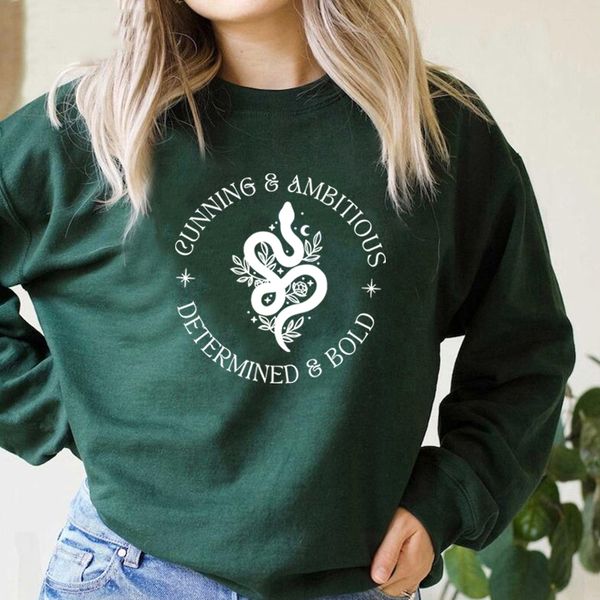 

womens hoodies sweatshirts wizard snake house sweatshirt draco bookish hoodie crewneck long sleeve casual pullover streetwear women 230227, Black