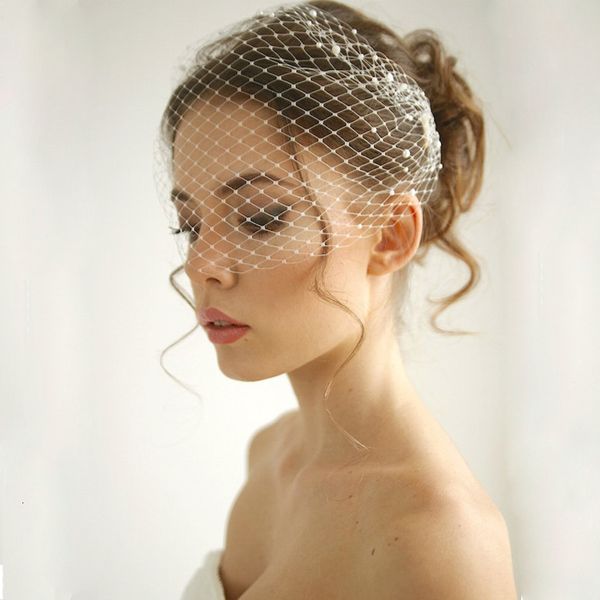 

wedding hair jewelry fashion bridal birdcage face veil for women party hats and fascinators accessories 230225, Slivery;golden