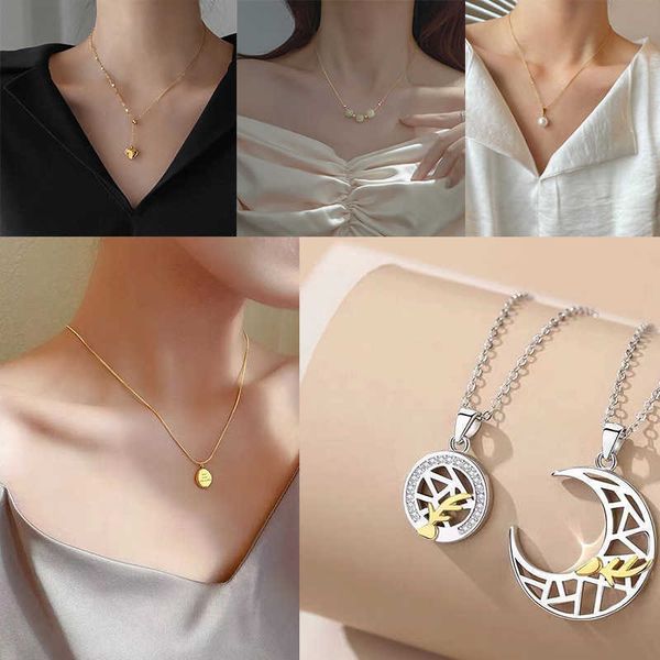 

titanium steel small waist necklace women's fashion accessories collarbone chain minority sweater chain lovers neck chain jewelry, Silver