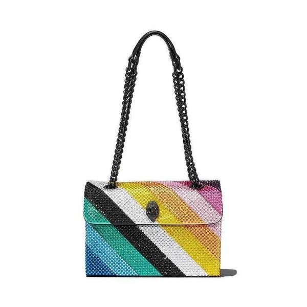 

eagle head kurt geiger sheep/colored crystal diamond chain bag flap one shoulder crossbody leather women's 23020