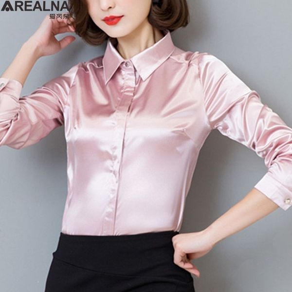 

women's blouses shirts spring satin silk blouse women shirts long sleeve elegant work wear womens and blouses korean fashion white bla