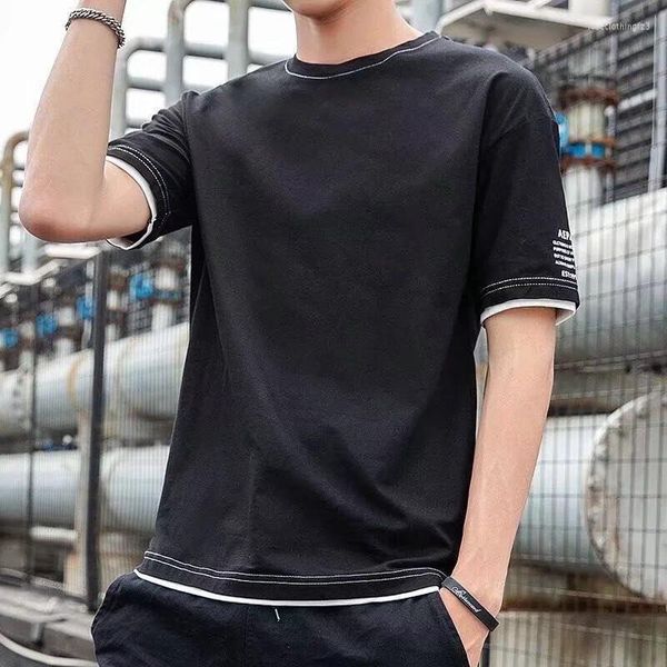 

men's t shirts youth fashion mens t-shirt short-sleeved letter casual male bottom clothing o neck pullover for men camisetas 249, White;black