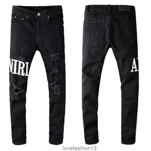 

2023 designer wide leg jeans mens denim embroidery pants fashion holes trouser us size 28-40 hip hop, Blue