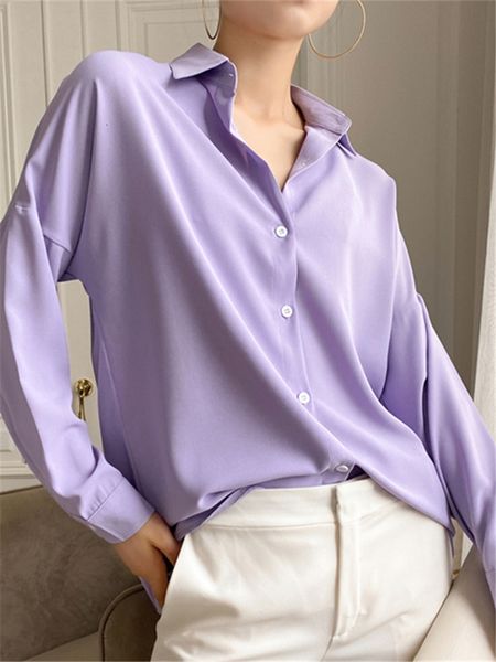 

women's blouses shirts colorfaith solid multi colors lapel elegant lady office korean fashion wild chic spring women's blouse pink, White