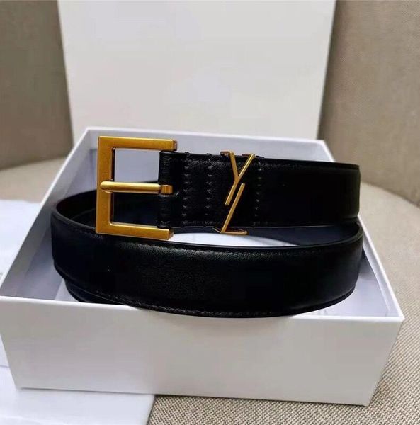 

luxury womens designer belt brand letters designer belt women genuine leather width 3cm waistband s buckle 6color 90-115cm belt for women, Black;brown