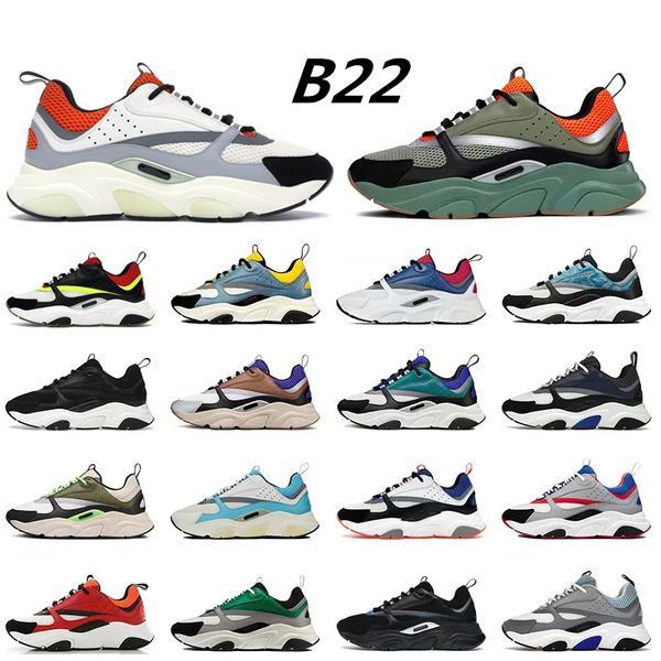 

classic b22 casual shoes leather designer sneakers for men women mesh lace-up loafers multicolour obliques 23 technical canvas sneaker luxur, Black