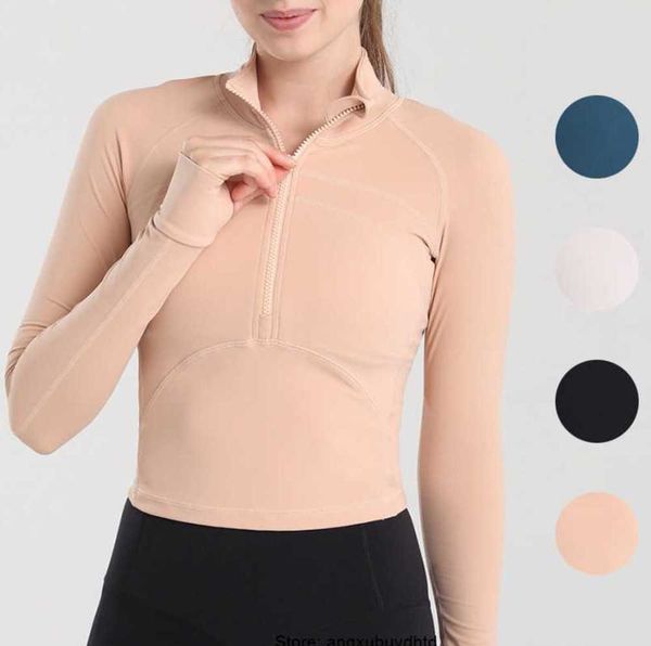 

active sets women's t shirts lulus yoga suit elastic comfortable fitness outdoor half zipper fast dry tight long sleeve autumn and