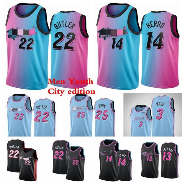 

jeresy 14 tyler herro dwayne 3 wade jimmy 22 butler bam 13 adebayo jerseys 2021 men kids youth black white s-xxxl307q, Black;red