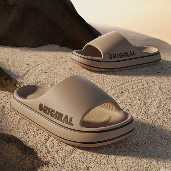 

slippers women letter beach slides solid color mens thick sole indoor bathroom anti slip shoes summer couple sandals y2302, Black