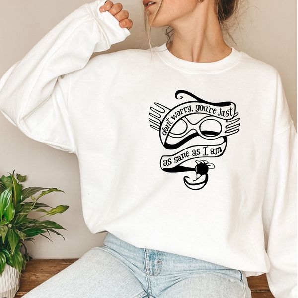 

womens two piece pants luna lovegood sweatshirt gilrs hp inspired youre just as sane i am spectra specs pullover magic world wizard sweatshi, White