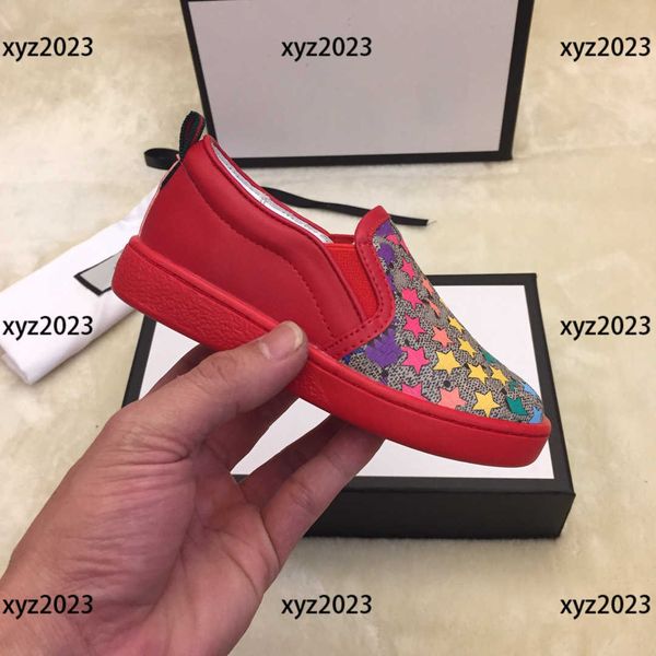 

kids casual shoe child sneakers baby shoes spring new arrival gradient star print boutique shoe box children's size 23-35, Black;red