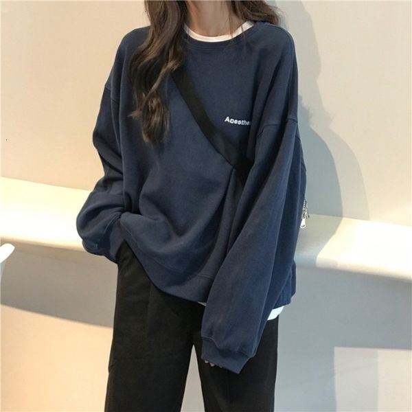 

womens hoodies sweatshirts kpop letter hoody fashion korean thin chic trend casual fall 230227, Black