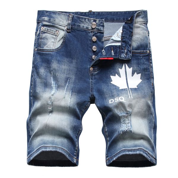 

dsq2 cool guy short men's jeans hip hop rock moto mens design ripped distressed denim biker dsq summer blue jeans short 1120