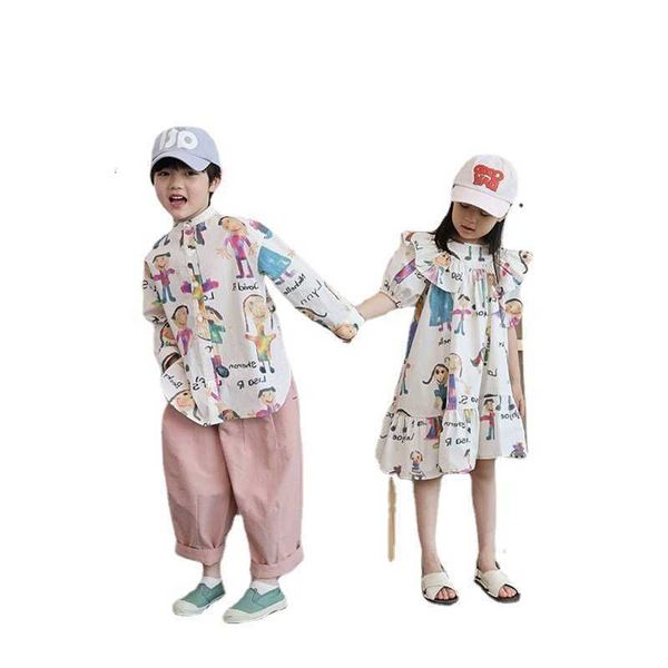 

girls' skirt cartoon doll sweet 1ess siblings' 23 spring and summer clothes new chil1en's clothes, Blue