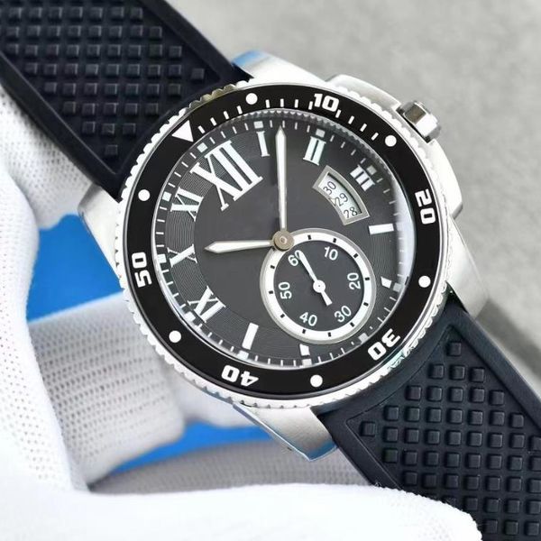 

men's automatic mechanical watch 42mm rubber strap designer sapphire waterproof casual classic fashion watches montre de luxe wristwatc, Slivery;brown