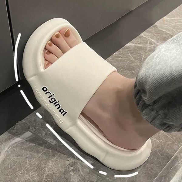 

slippers comwarm man summer soft thick platform sandals for women couple outdoor beach eva non-slip slides female home flip flop y2302, Black