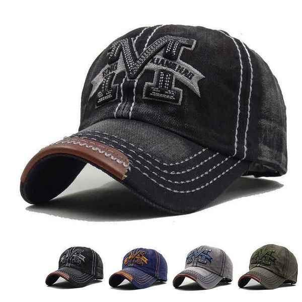 

ball caps letter  embroidery baseball caps classic spring autumn retro caps men and women outdoor sun hats washed denim made old l230228, Blue;gray