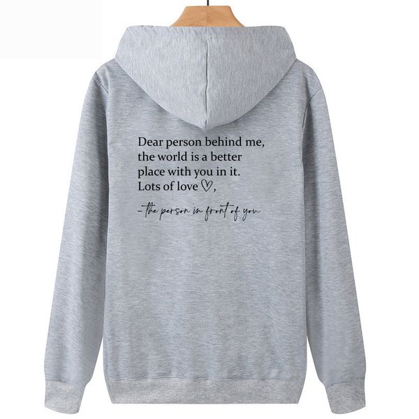 

womens hoodies sweatshirts dear person behind me hoodie the world is a better place hooded sweatshirt mental health pullovers be kind 230228, Black