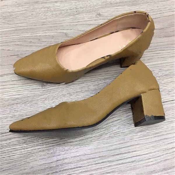 

fashion luxury women dress shoes leather heels wedding elegant ladies designer chunky heel shoe womens pumps, Black