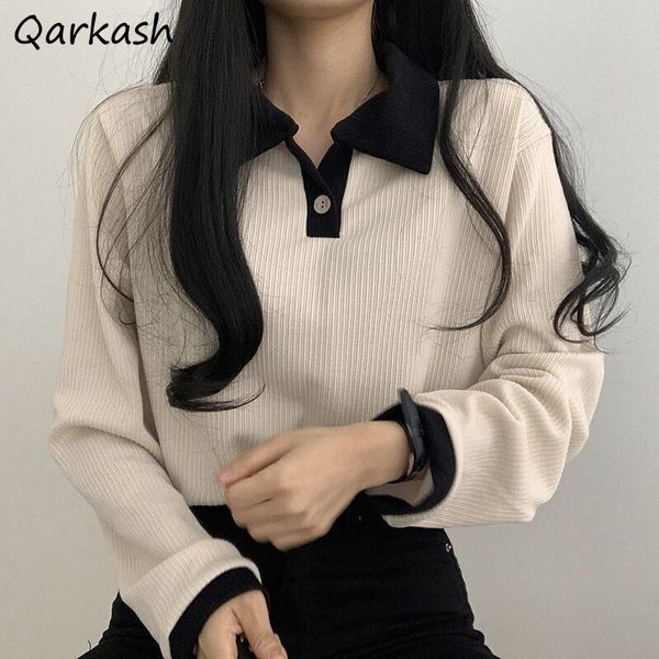 

women's hoodies sweatshirts sweatshirts women patchwork simple design turn down collar mujer spring stylish vintage ulzzang basic comfo, Black