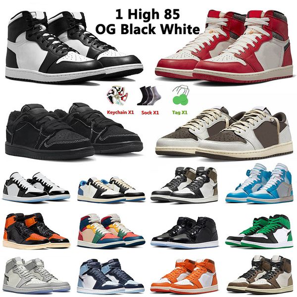 

high 1 85 og black white basketball shoes 1s lost and found jumpman low phantom travis scot. reverse mocha ow unc scotts mens women trainers
