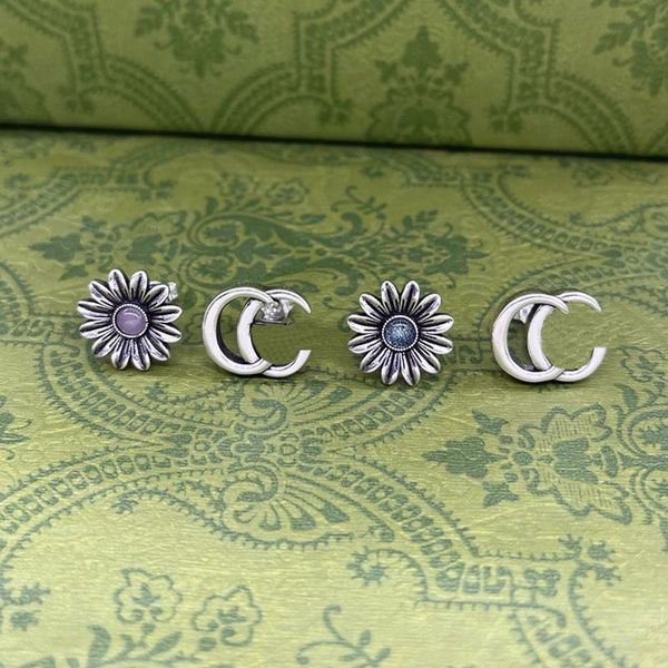 

ear studs designer earrings women's interlocking flower rivets asymmetric two-color earrings fashion luxury jewelry alloy 925 birthday, Golden;silver