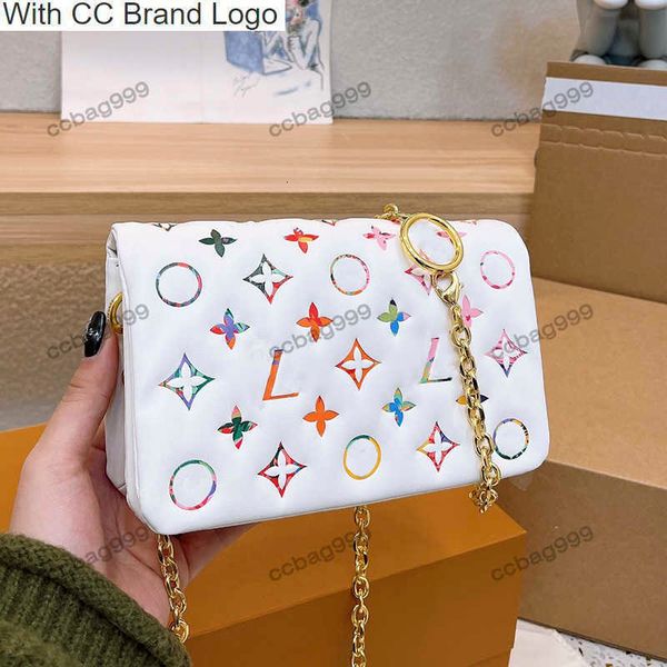 

cc brand shoulder bags 20cm mini flap pochette coussin bags lambskin multi-color embossing golden metal chain totes designer purses luxury w
