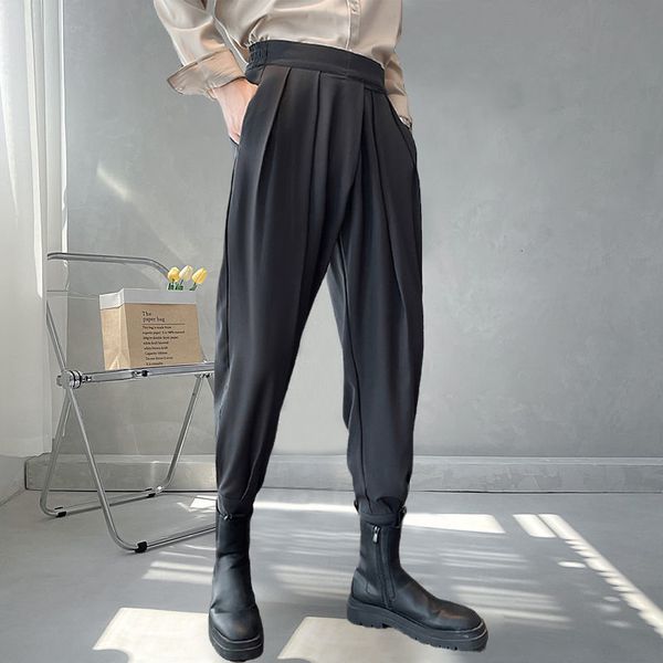 

men's pants stacked pants streetwear men's pants joggers casual harem trousers harajuku korean motorcycle tapered male blazer pant, Black