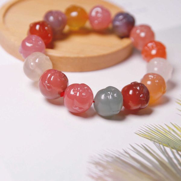 

fine jewellery wear pretty yanyuan series agate buddha head single loop hand string diy necklace collarbone chain, Black