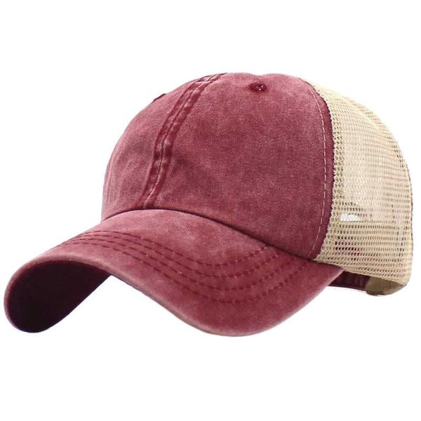 

ball caps 6 panel washed dyed cotton dad hat vintage mesh trucker cap for men dark grey navy khaki orange l230228, Blue;gray