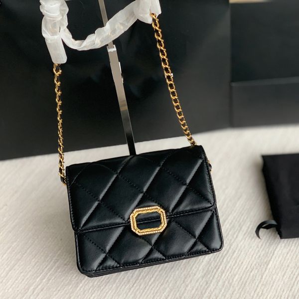 

23ss designer sqaure strass turn lock shoulder bags classic mini flap quilted 3 colors accordion multi pochette cosmetic case purse luxury h
