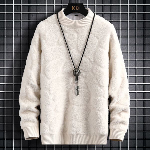 

men's sweaters keep warm pull homme winter casual mink cashmere sweater men luxury brand pullovers mens christmas sweaters 230228, White;black