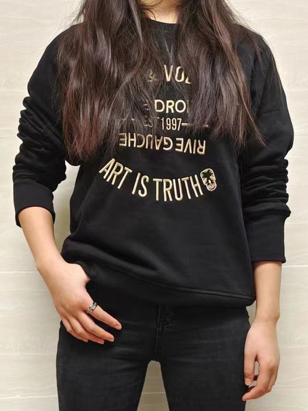 

women's hoodies sweatshirts letter embroidery sweatshirt women long sleeve o neck pullover cotton classic female casual fashion street, Black