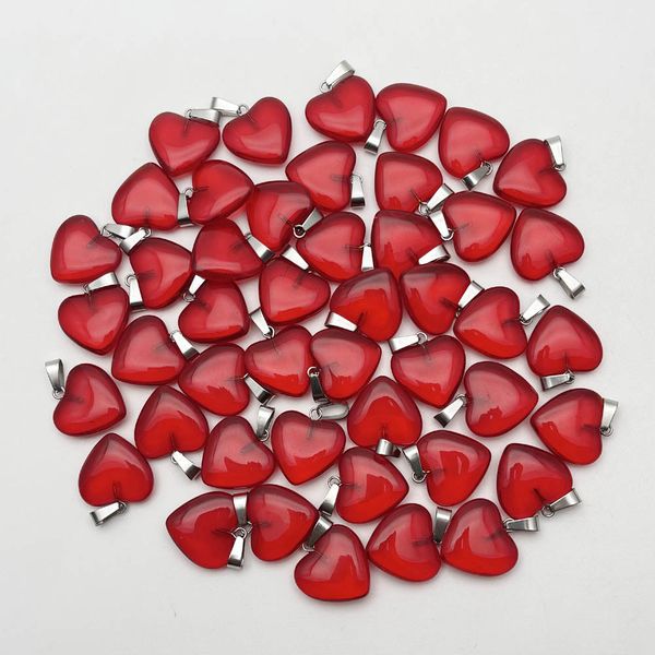 

charms fashion 20mm red glass heart pendants necklace for jewelry making 50pcslot charms trendy accessories wholesale 230228, Bronze;silver
