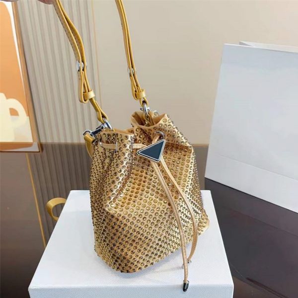 

mini bead bucket bags buckets diamond designer bag diamonds handbag shining beading crossbody shoulder tote bag nylon triangle 5a
