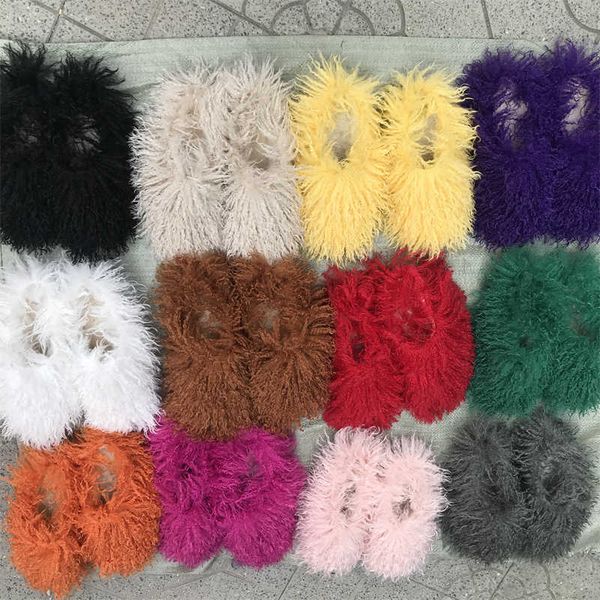 

slippers women's autumn winter fur plus size woman luxury ry faux plush warm home cotton shoes indoor slides y2302, Black