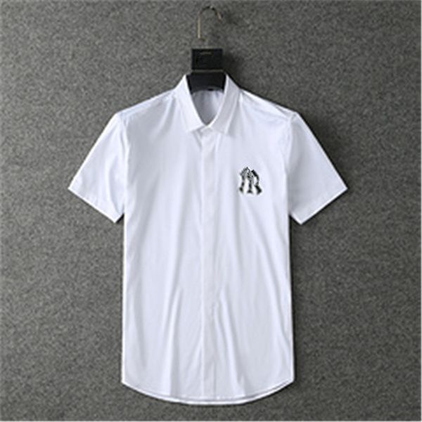 

men's formal shirt luxury slim short sleeve casual business clothing -xxxl08, White;black