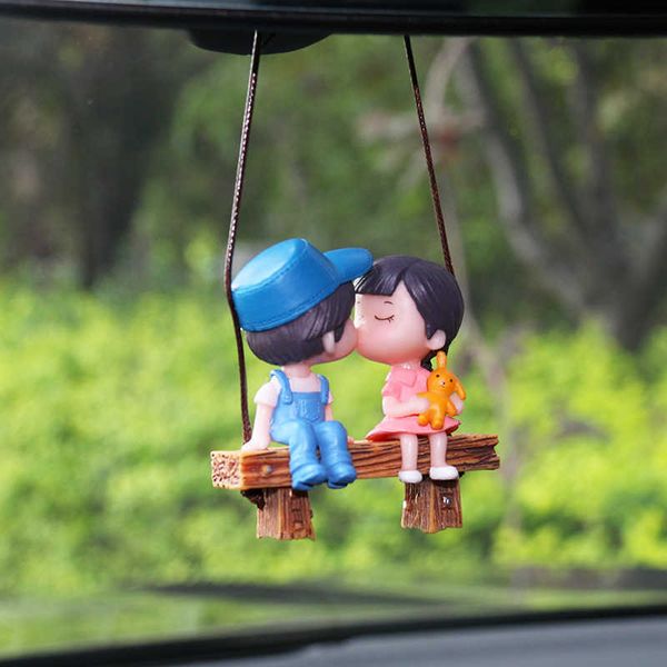 

decorations car interior pendant decor cute kiss couple swing action figure hanging gadget auto rearview mirror woman ornaments accessories