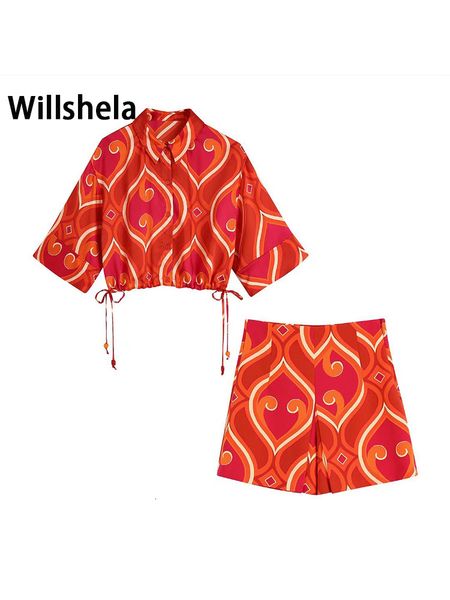 

womens two piece pants willshela women fashion two piece set printed single breasted shirt highwaist shorts chic lady women outfit shorts se, White