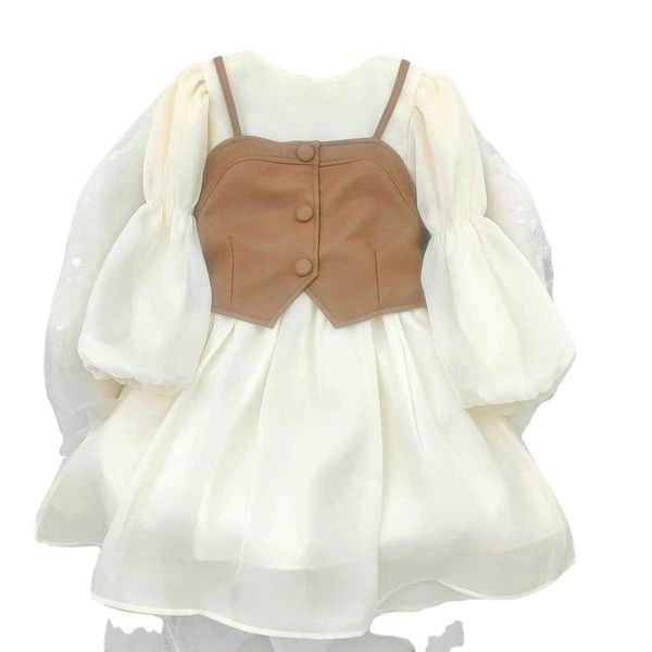 

girls' 1ess autumn 1ess 1 autumn new baby westernized skirt chil1en's chiffon long-sleeved autumn princess skirt, Blue