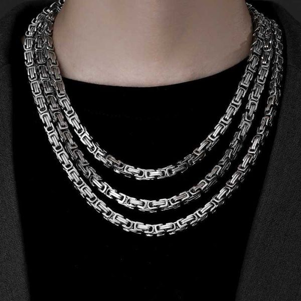 

men's domineering stainless steel imperial chain cuban chain titanium steel necklace new men's necklace, Silver