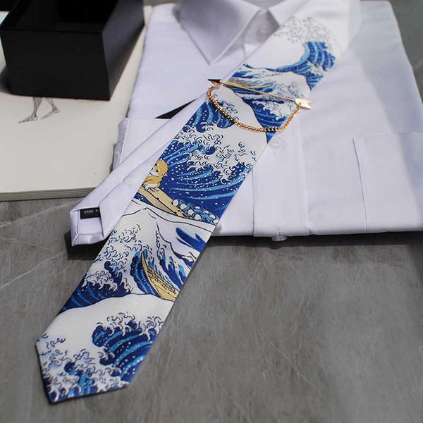 

neck ties men's male man fashion kanagawa redesigned fantasy series tie wedding hosted western european party gift necktie j230227, Blue;purple